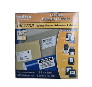 Brother DK1202 Shipping White Paper Labels 4" x 2.40" Length 300 /Roll OpenBox - Picture 1 of 2