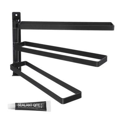 Swivel Hand Towel Holder, Wall Mounted Swivel Towel Rack, Black - Image 1 of 4