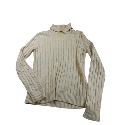 Liz & Co Cream Cable Knit Turtleneck Sweater Women's Size S Cotton Blend - Image 1 of 4