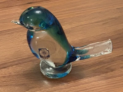 Murano Style Sommerso Art Glass Bird Figurine Blue Green Hand Blown Italy - Image 1 of 4