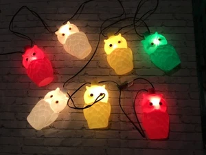 Vintage Blasform Kunststoff EULE (7) Party Lites Tiki Lichterkette getestet gebraucht - Bild 1 von 3
