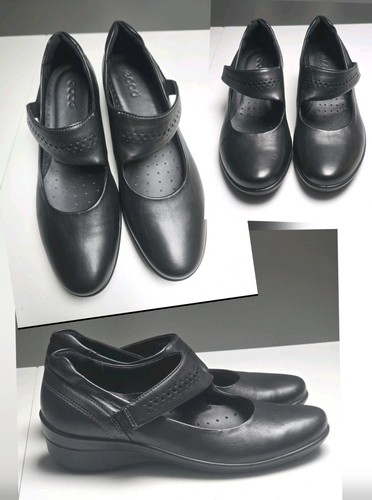 Mocassini eleganti da lavoro ECCO in pelle nera Mary Jane scarpe donna taglia 41 US 10 comodi