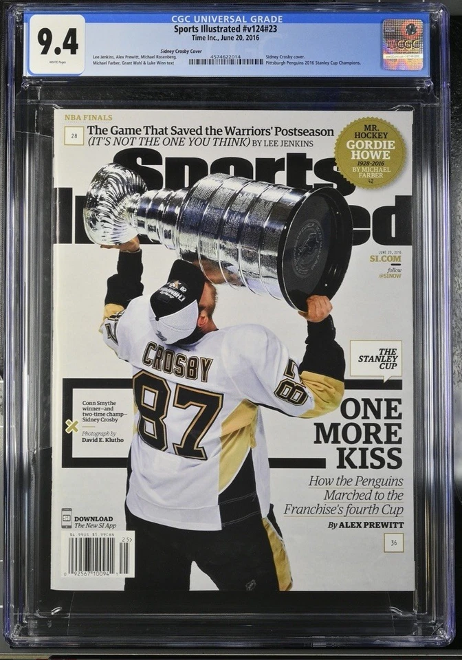 РЕДКАЯ СПОРТИВНАЯ ИЛЛЮСТРИРОВАННАЯ ОБЛОЖКА SIDNEY CROSBY 2016 ЧЕМПИОНЫ КУБКА СТЕНЛИ CGC 9.4 - Изображение 1 из 3
