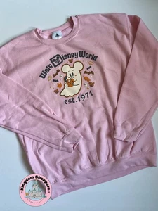 2025 Walt Disney World Halloween Mickey Pink Ghost Pullover Sweatshirt Adult M - Picture 1 of 1