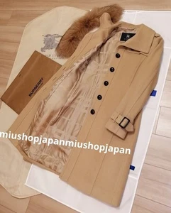 BURBERRY Trench Coat Authentic BURBERRY LONDON Long w/Belt & Fox Fur Collar S/40 - Picture 1 of 11