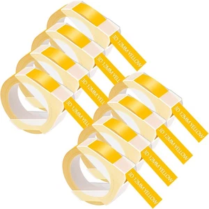 8PK For DYMO 3D Embossing Label Tape Organizer Xpress A521208 White/Yellow 12mm - Picture 1 of 9