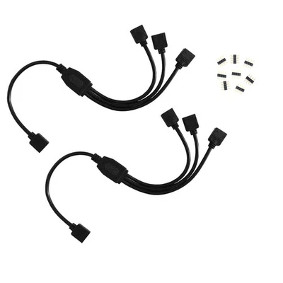 Paquete de 2 cables divisor LED negros de 4 pines - divisor Y de 3 vías para uno a tres RGB... Foto 1 de 4