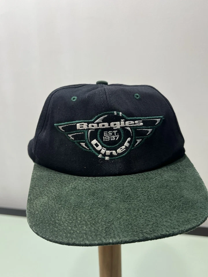 Vintage Boogies Diner Snap Back Embroidered Logo Green Suede Brim Hat Aspen Rare - Image 1 of 4