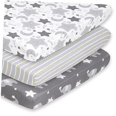  Juego de sábanas ajustables mini cuna, patio, paquete de sábanas de juego, corralito, elefante  Foto 1 de 4