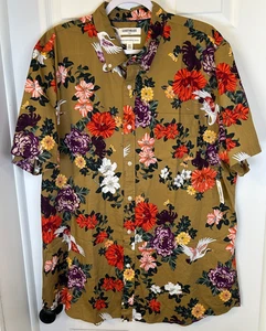 Goodthreads Popeline Hemd Herren XXLT Blumen Vogel SS Hawaii Tropical Camp Top Neu mit Etikett - Bild 1 von 9