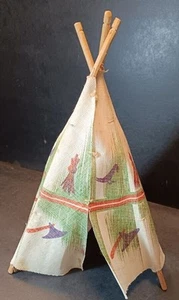 Vintage toy Playset accessory Teepee with wooden stakes great condition. 8" - Picture 1 of 3