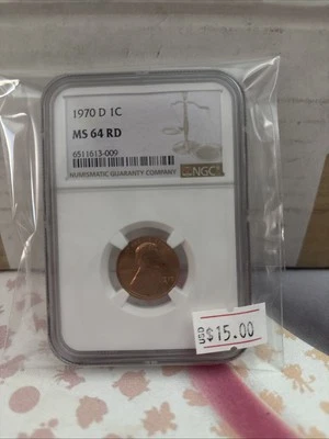 1970-D 1C Lincoln Memorial One Cent Penny NGC MS64 RD Denver Mint State Red Coin - Image 1 of 3