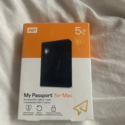 Return- WD MY PASSPORT FOR MAC 5TB PORTABLE EXTERNAL HARD DRIVE BLACK - Image 1 of 4