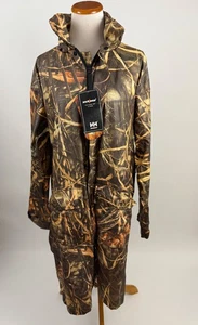 HELLY HANSEN Impertech Long coat hooded Real Tree Max 4 Men's M NEW NWT - Picture 1 of 8