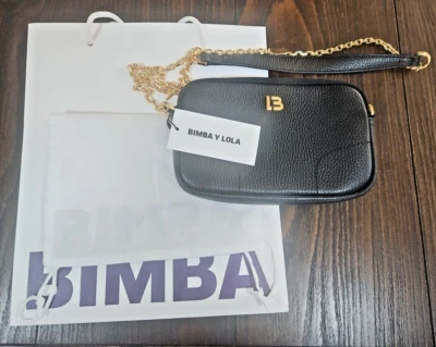  BIMBA Y LOLA Calf Leather Crossbody Gold Chain Small With Dust Bag Paper Bag - Image 1 of 4
