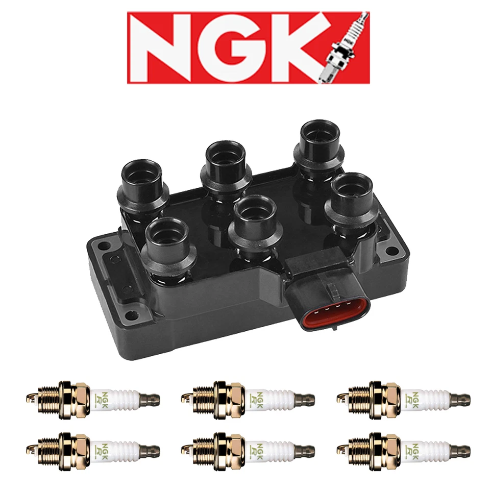 NGK Spark Plug + Ignition Coil For 1996 1997 1998 1999 2000 Ford Ranger 3.0L V6 - Image 1 of 1