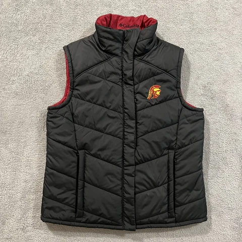 USC Trojans Jacket Medium Womens Vest Columbia Reversible Black Burgundy Cover
