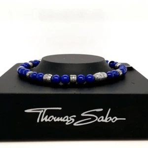 GENUINE THOMAS SABO Men's Blue Lapis & Silver Bead Bracelet A1923-531-1 - Picture 1 of 2