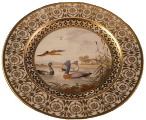 Antique 19thC Paris Porcelain Bird Scene Plate Porcelaine Assiette Scenic French - Picture 1 of 10