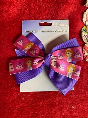 Nuevo moño de pelo de princesa Disney rosa y púrpura con diseños de princesa y castillo Foto 1 de 2