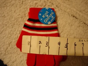 strickhandschuhe rot mit Streifen - Bild 1 von 2