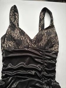 Little black dress, Evening Club Party Stretchy Mini Lace Top Shiny Comfy - Picture 1 of 13