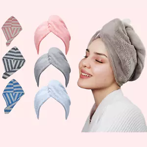 Microfiber 3 packs hair towel turban for women wet curly bath drying wrap - Picture 1 of 35