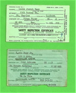 De colección 1953 1972 Michigan certificados de inspección de seguridad titanio tigre iver Johnson - Imagen 1 de 2