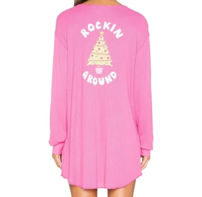 Camisa para dormir Wildfox Couture Rockin Around vacaciones de Navidad térmica Henley Top S Foto 1 de 4