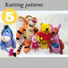 Toy Knitting Patterns -Knit Winnie the Pooh , Piglet, Donkey, Tiger, Kanga Roo