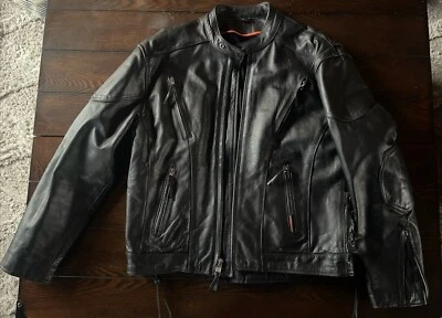 Men’s Leather Biker Jacket Size Large ~ Check Pics! Heavy!! - Image 1 of 4