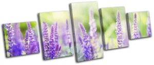 Botanical Flowers Purple Garden Floral MULTI CANVAS WALL ART Picture Print - Picture 1 of 1