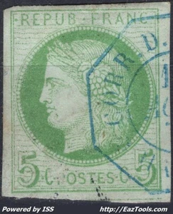 COLONIES GENERALES TYPE CERES N° 17 AVEC CACHET OCTOGONAL BLEU CORR D'ARMÉES - Picture 1 of 2