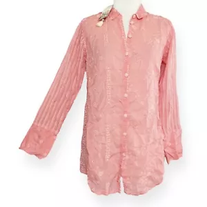 NEU Johnny Was Nyx besticktes Oberteil mit Knopfleiste Damen S koralle Sonnenuntergang C18322-1 - Bild 1 von 11