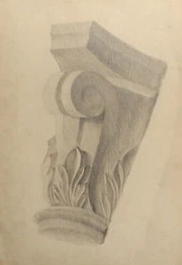 Antique realist pencil painting still life - Picture 1 of 10