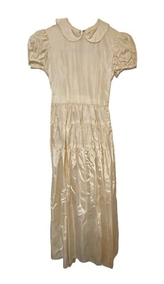 Vestido Primera Comunión Niña Flor Vintage Años 40-50 Blanco Marfil Satinado Talla 6-7 Foto 1 de 4