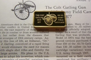 COLT GATLING GUN 1877 ON US ARMY LINCOLN MINT SILVER GOLD BAR PAPER RARE 3LOB - Picture 1 of 4