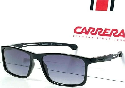 CARRERA 4016/S BLACKOUT Marco de carreras brillante Lente gris polarizada Gafas de sol NUEVO Foto 1 de 4