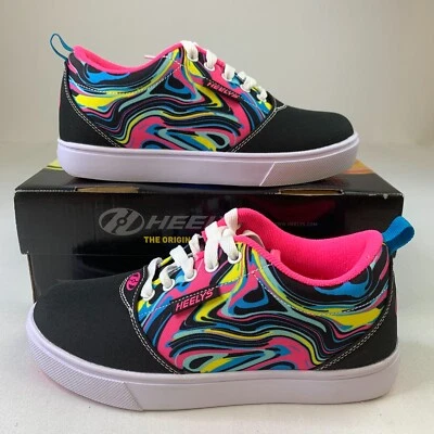Heelys Pro 20 печати кроссовки черный розовый на шнуровке коньков туфли женщин Sz 5 молодежи 4 - Изображение 1 из 4