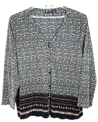 MAGGIE BARNES Women's Crinkle Polyester Blouse Long Sleeve Geometric Size 3X - Image 1 of 4