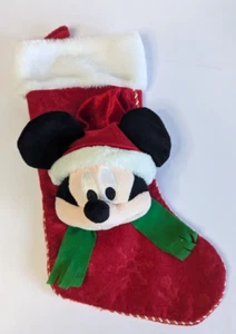 Disney Mickey Mouse Weihnachtsstrumpf Plüsch Gesicht 3D Schal Urlaub hängen rot - Bild 1 von 3