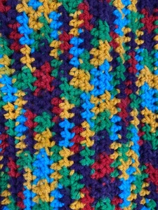Handmade Boy Size 8-10 Sweater Cardigan Dark Jewel Tones by Marsha  - Picture 1 of 10
