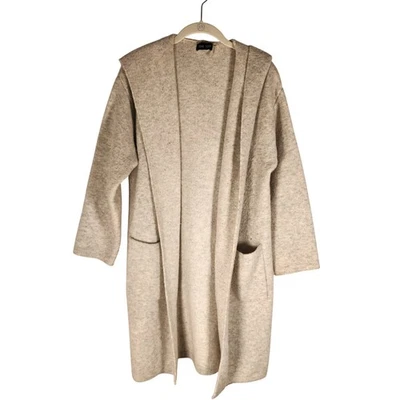 LOVE TOKE Cárdigan Para Mujer Pequeño Frente Abierto Tejido Suéter Gris Bolsillos con Capucha Foto 1 de 4