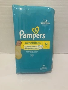 PAMPERS Swaddlers Diapers Size Newborn Count 31 N Up To 10 LBS. free ship - Picture 1 of 5