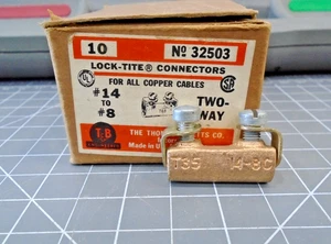 NEW Thomas & BEtts 32503 Lock-Tite 2 Two Way Connectors 14 to 8 Solid Copper - Picture 1 of 3