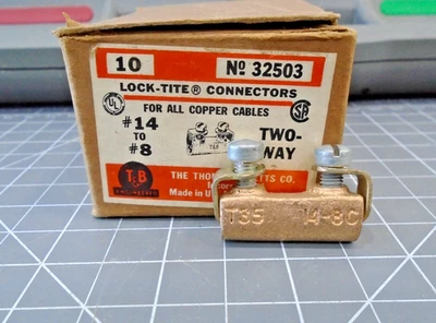 NEW Thomas & BEtts 32503 Lock-Tite 2 Two Way Connectors 14 to 8 Solid Copper - Image 1 of 3
