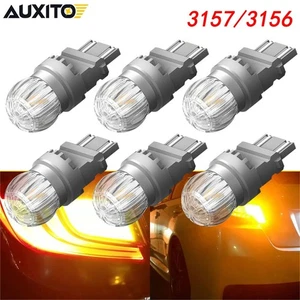 6pcs 3157 Yellow LED Light Front Rear Turn Signal Parking Lamp Bulbs AUXITO HUS - Picture 1 of 11
