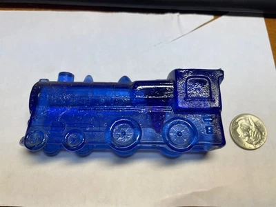 Antique Cobalt Blue Train Engine Candy Container  - Image 1 of 4