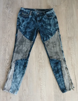 Pantalones de mezclilla para niños Apple Bottoms 13/14 azul gris adornado cremalleras Y2K Foto 1 de 4