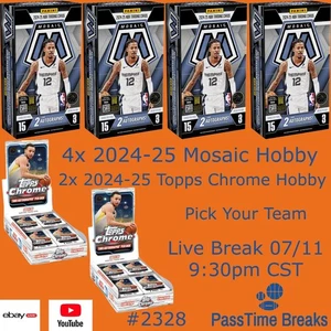 PHILADELPHIA 76ERS 2024-25 MOSAIC BASKETBALL CHROME - 6 Box Hobby Mix BREAK 2328 - Picture 1 of 1